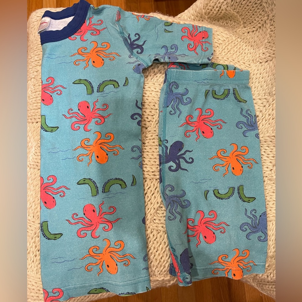 Hanna Andersson Kids Pajama Set - Blue with Colorful Octopus Print